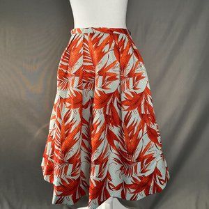 H&M light blue and orange midi skirt *with pockets!* - size 8 (fits like size 4)